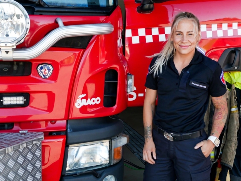 In a burning hut: a female firefighter from Norway has resumed training the day after birth