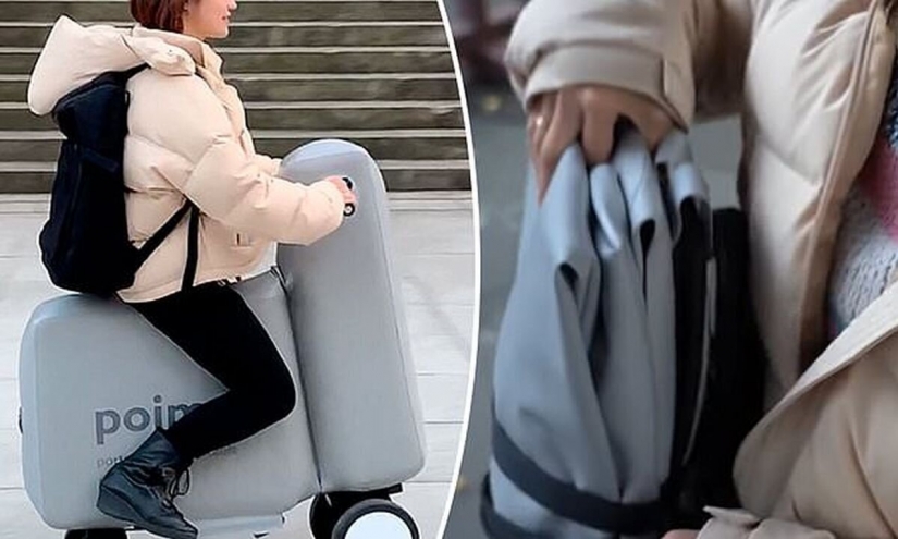 In Japan created a bouncy electro-scooter that easily fits in a backpack