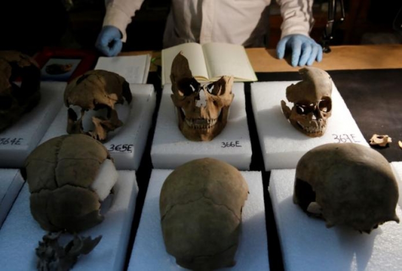 In Mexico city discovered the Aztec tower of human skulls In Mexico city discovered the Aztec tower of human skulls