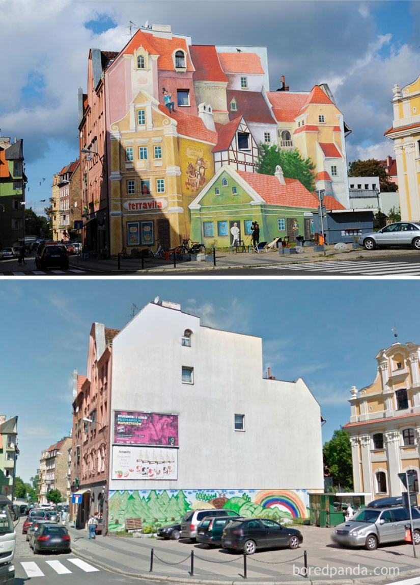 Incredible street art. Before and after