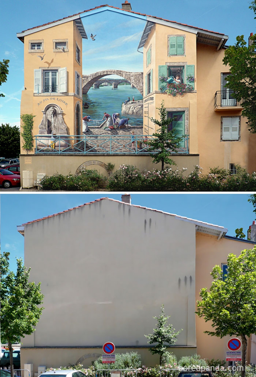 Incredible street art. Before and after