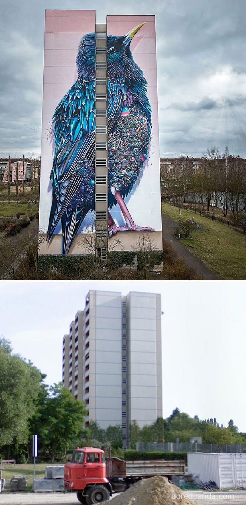Incredible street art. Before and after