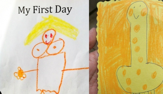 Innocent children's drawings, which look absolutely indecent