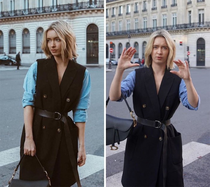 Instagram vs. The model revealed the secret, showing the ideal and the real photo