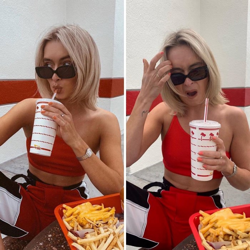 Instagram vs. The model revealed the secret, showing the ideal and the real photo