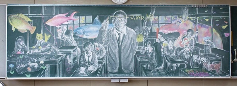 Japanese students create incredible beauty of the drawings on the school boards Japanese students create incredible beauty of the drawings on the school boards