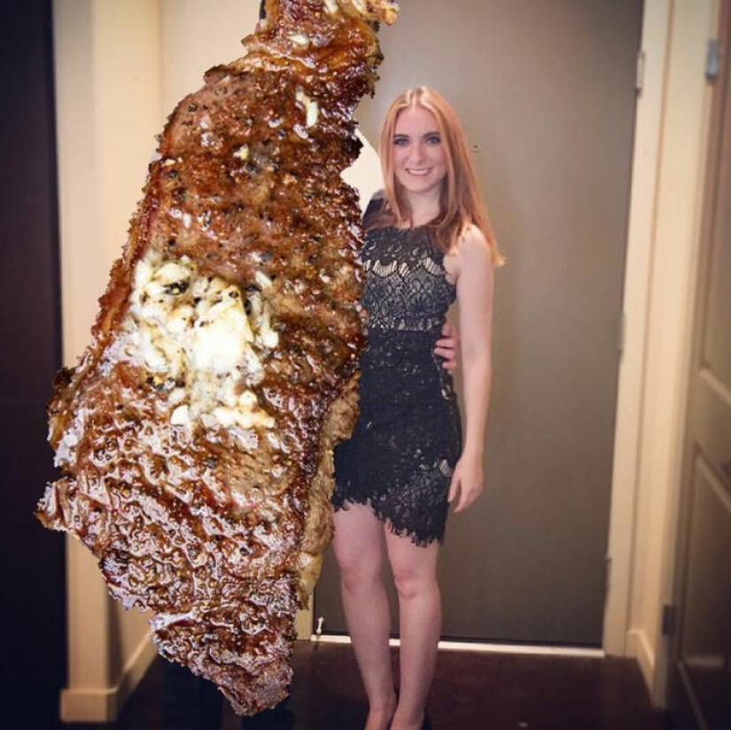 Just a piece of meat: as the girl replaced the former at the steak