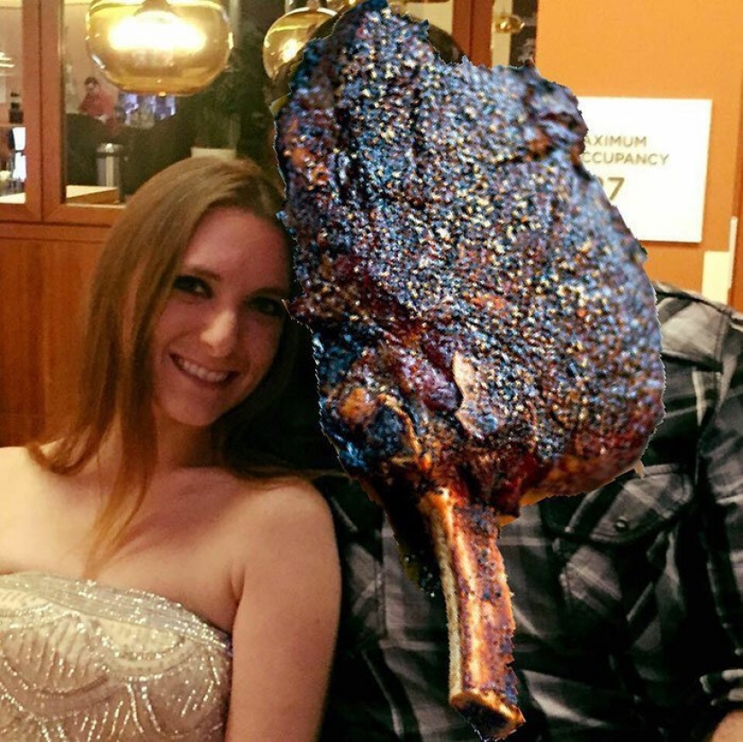 Just a piece of meat: as the girl replaced the former at the steak