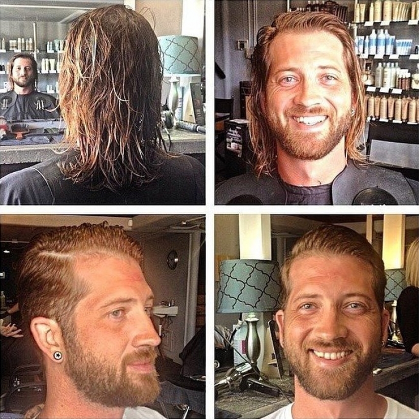 La diferencia es obvia: convierte los 20 hombres antes y después de recibir un corte de pelo y afeitado