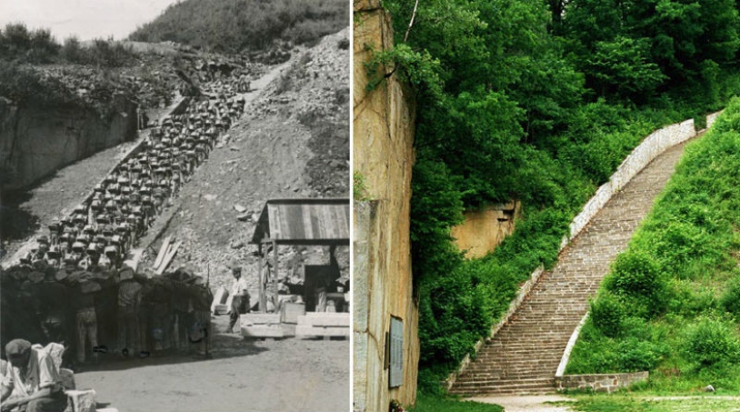 "La escalera de los muertos" en el campo de concentración Austriaco de Mauthausen