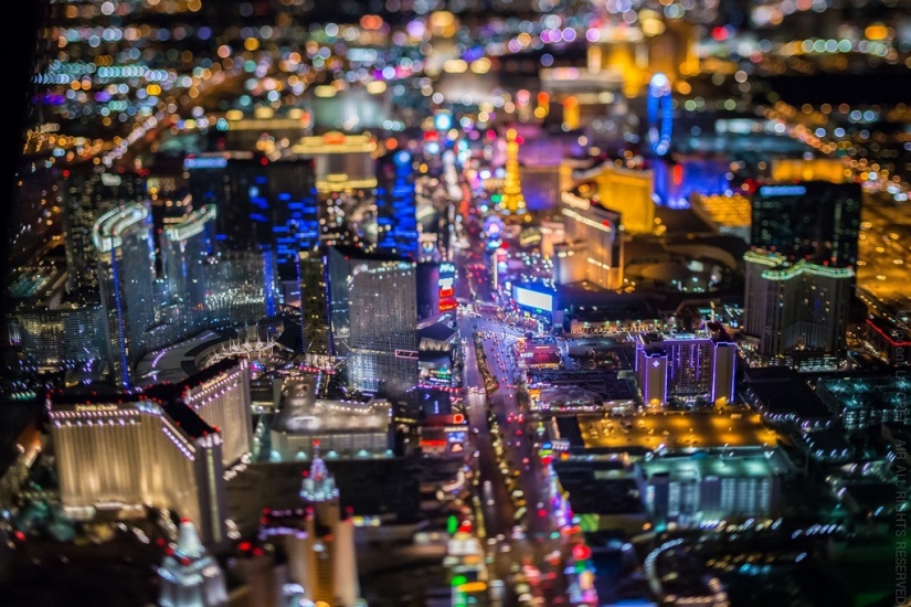 La noche de Las Vegas desde una altura