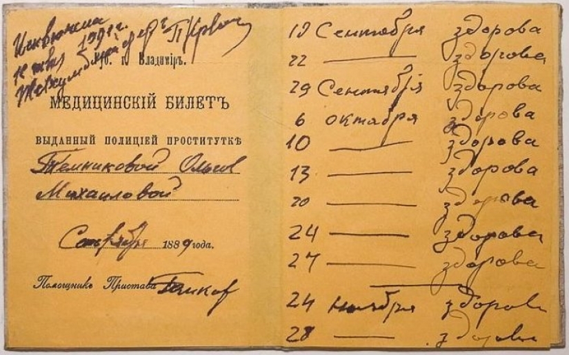 Ladies in yellow. Legalized prostitution in the Russian Empire