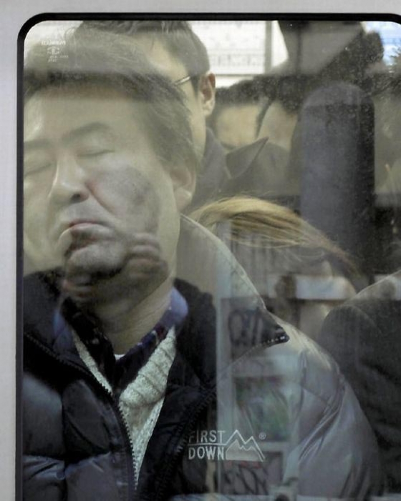 Looks like the usual crush in the Tokyo subway Looks like the usual crush in the Tokyo subway