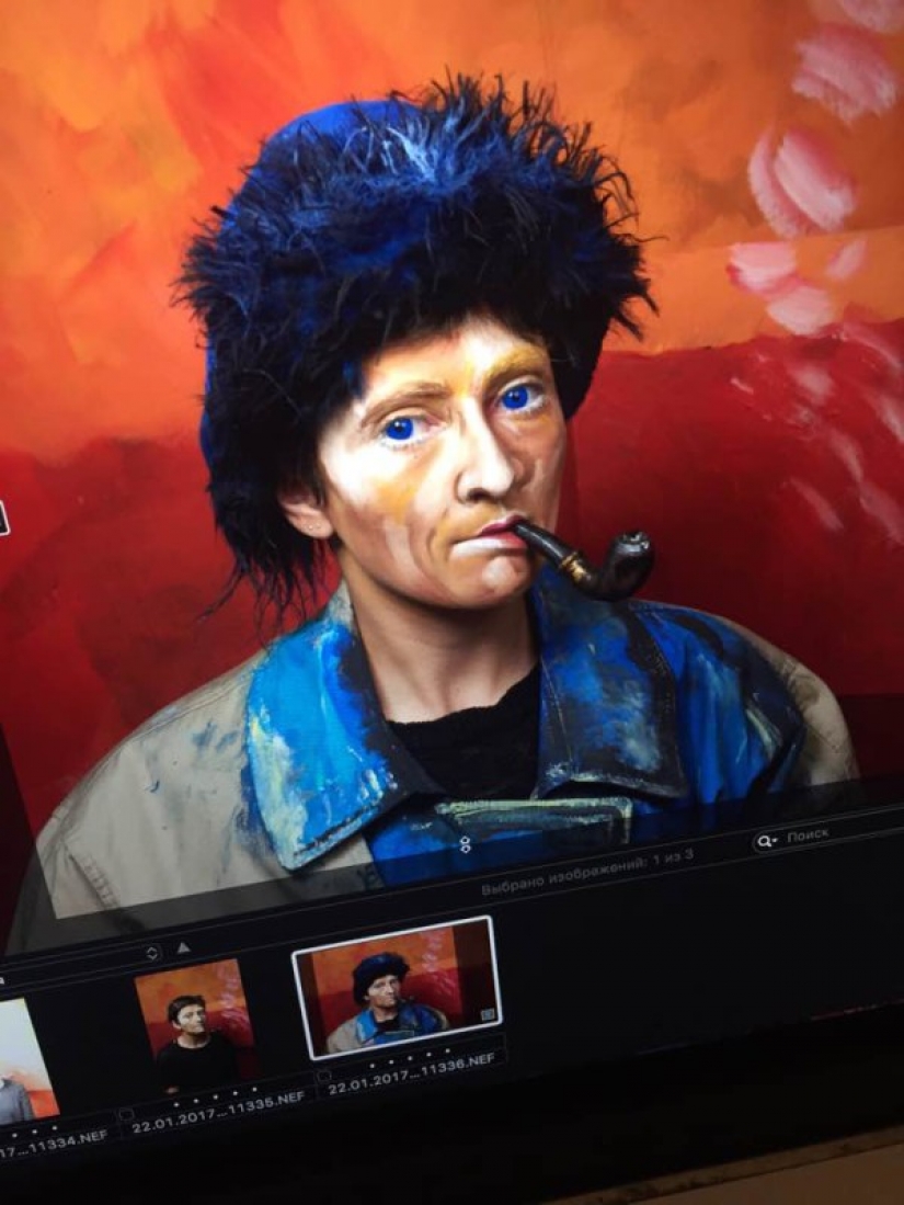 Oil on canvas: one model, incredible makeup and no photoshop