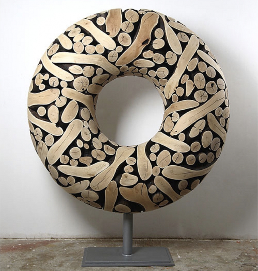 On the courtyard grass, on a grass firewood