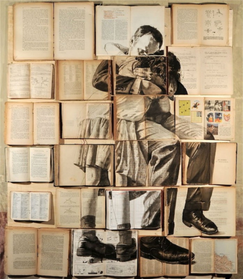 Painting on books from the Saint Petersburg artist
