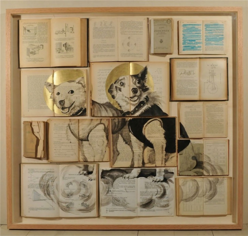 Painting on books from the Saint Petersburg artist