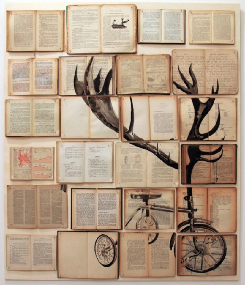 Painting on books from the Saint Petersburg artist