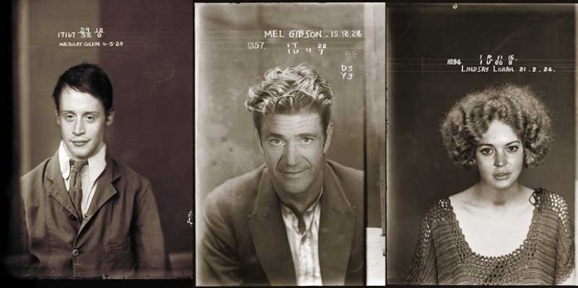 Photos of celebrities in the criminal retro style