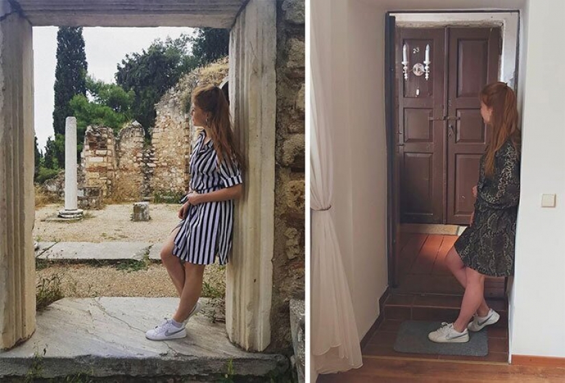 Recordar dónde estábamos! La gente recrear fotos de viajes, sentado en cuarentena