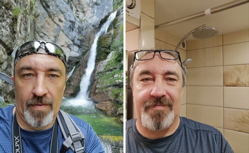 Recordar dónde estábamos! La gente recrear fotos de viajes, sentado en cuarentena