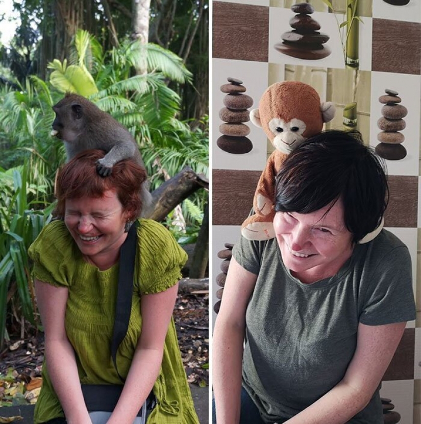 Recordar dónde estábamos! La gente recrear fotos de viajes, sentado en cuarentena