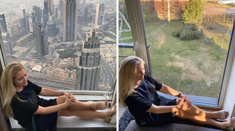 Remember where we were! People recreate photos from travels, sitting in quarantine
