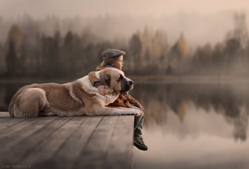Russian woman creates stunning photographs of your children with animals in the village