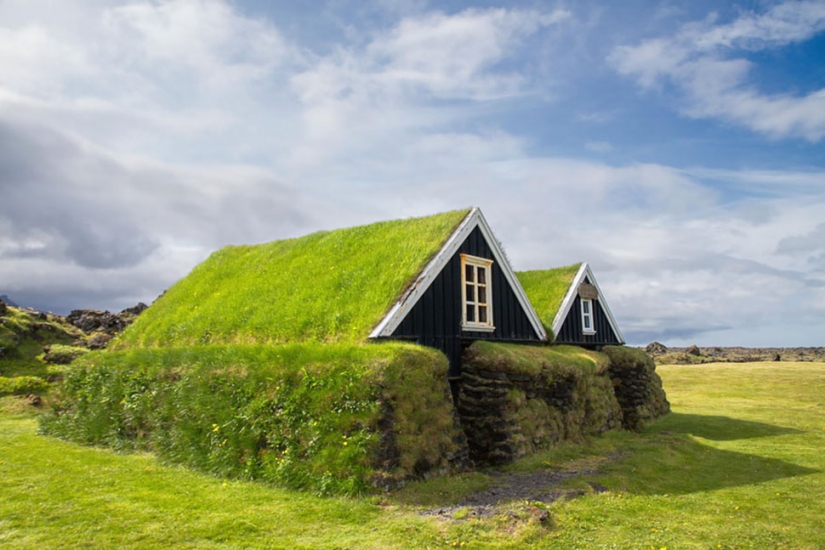 Scandinavian houses with overgrown roof, which I want to settle immediately