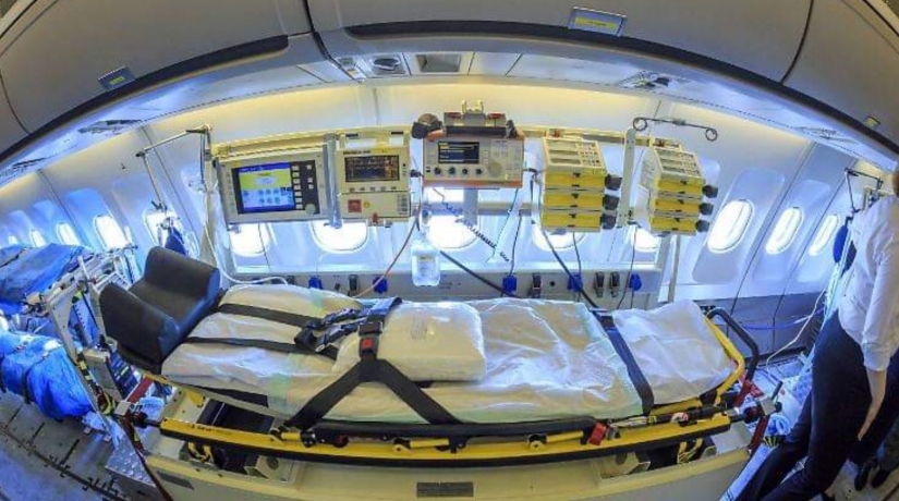 Se ve como el "flying hospital" combate contra el coronavirus