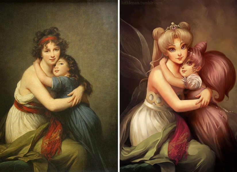 The artist adds to the classic paintings of anime characters The artist adds to the classic paintings of anime characters
