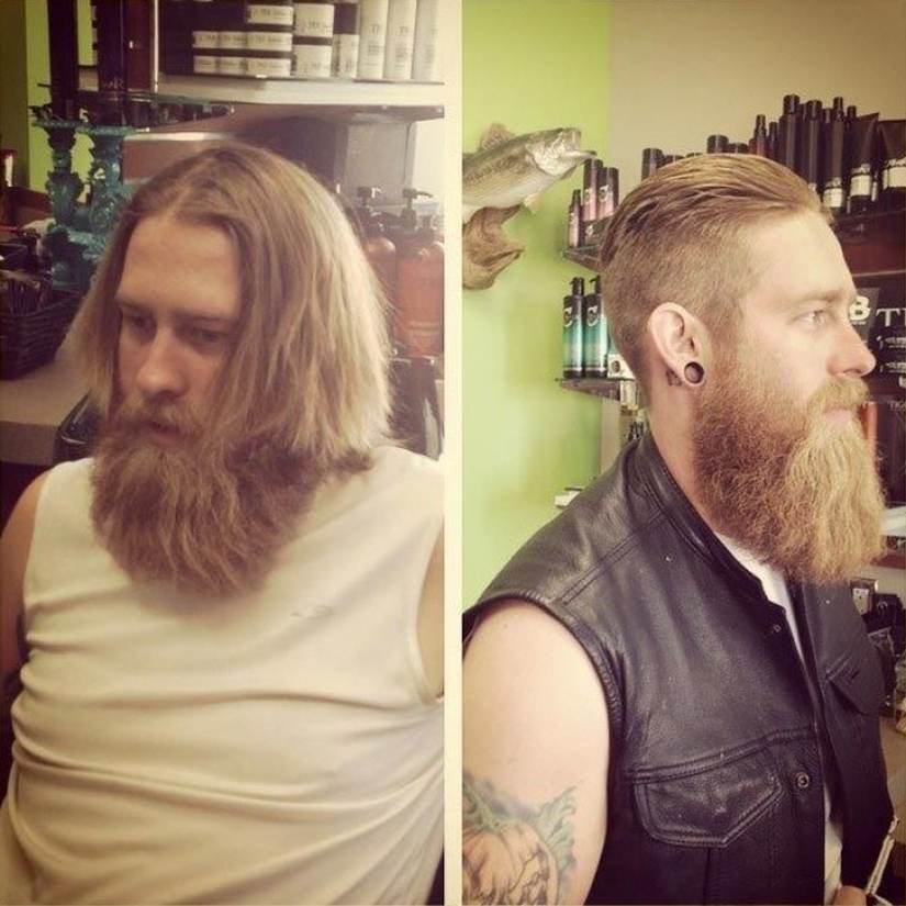 The difference is obvious: converts 20 men before and after they got a haircut and shaved