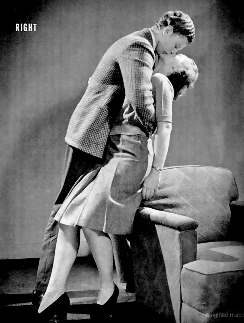 The editors of LIFE magazine 1940-ies teaches how to kiss