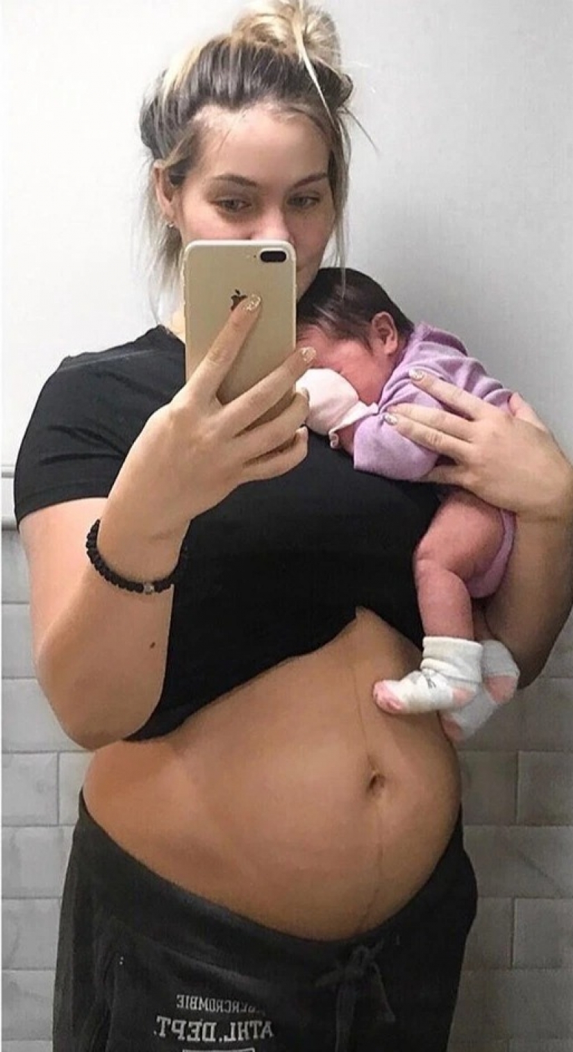 The female bodybuilder trained in a hall the whole pregnancy and even squatted during contractions