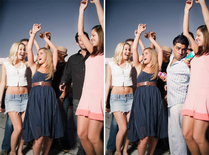 The guy masterfully inscribes itself in pictures from photobanks, and it's incredibly funny