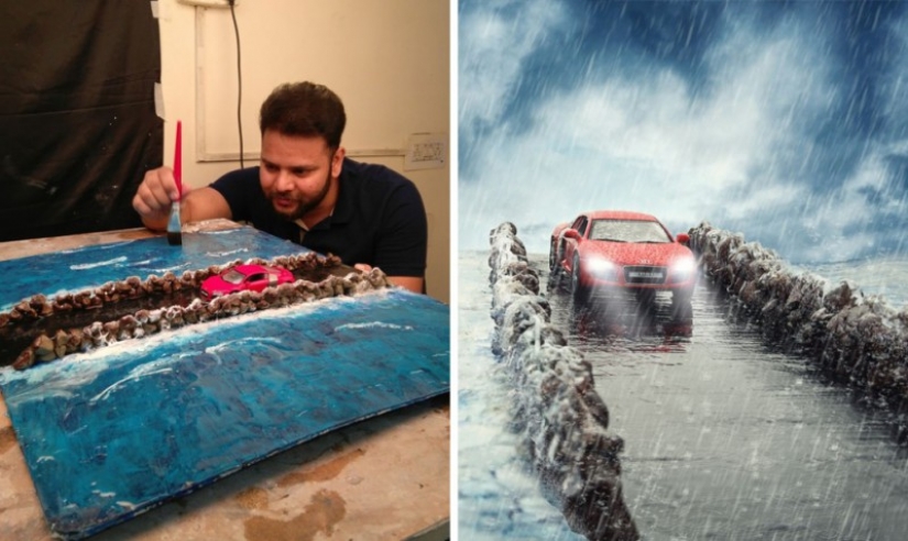 The master of illusions: spectacular scenery, photographed directly into the table...