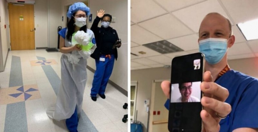 The staff organized a wedding ceremony for his colleagues