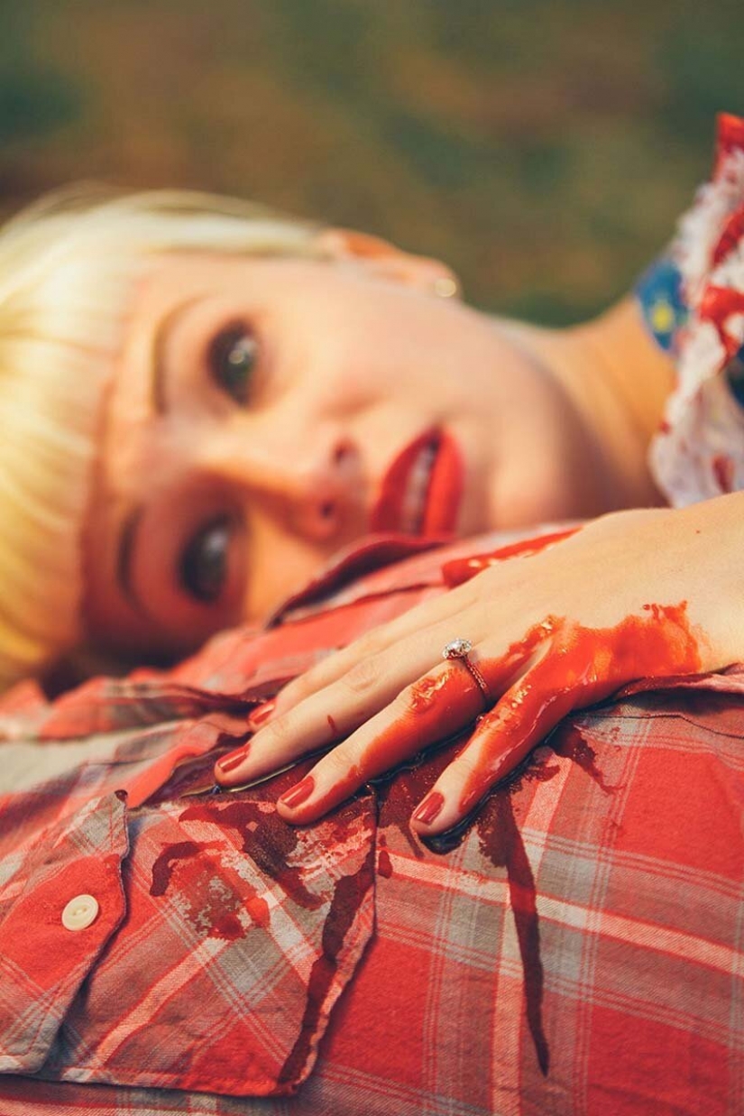 "Till death do us part": prenuptial photo shoot in the style of horror movies