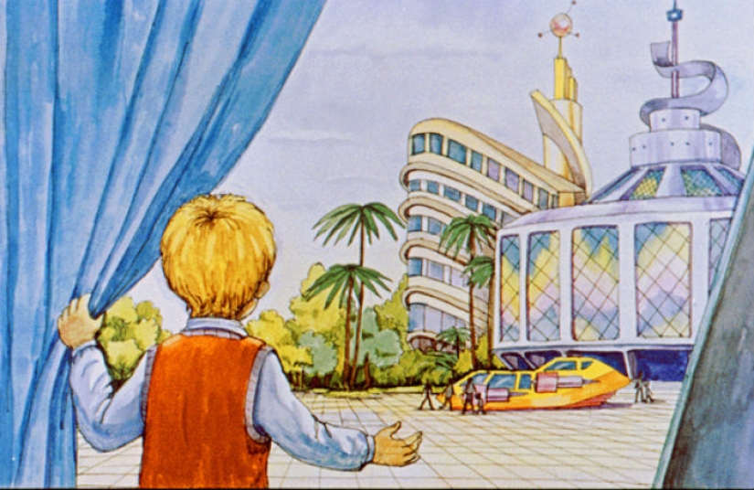 Tira de película de 1982 a la historia de Ciro Bulycheva "100 años por delante. Nick en el futuro"