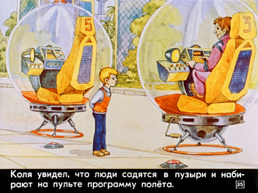 Tira de película de 1982 a la historia de Ciro Bulycheva "100 años por delante. Nick en el futuro"