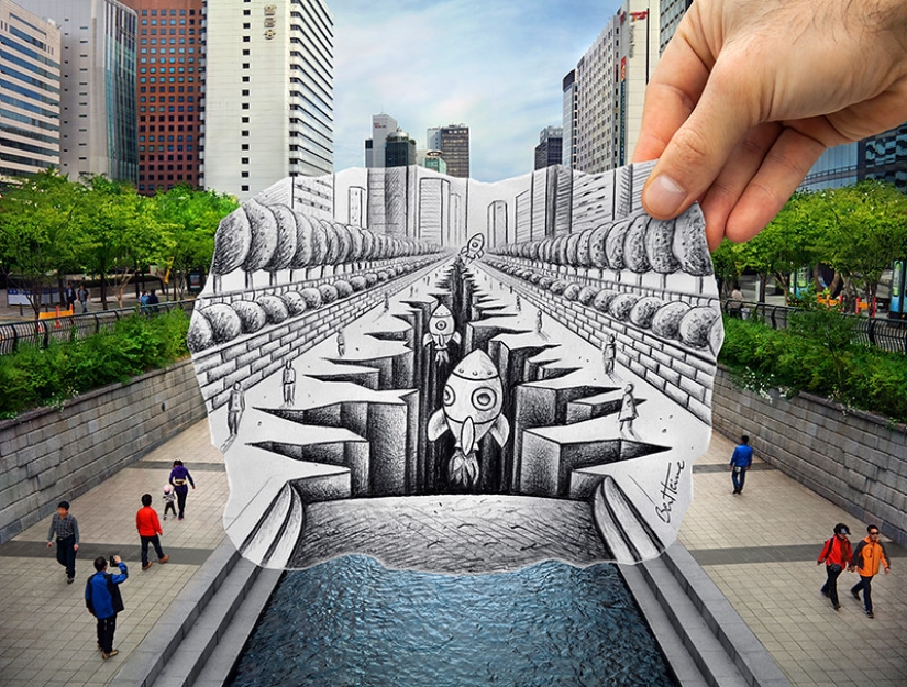 Two-layer art from Ben Heine
