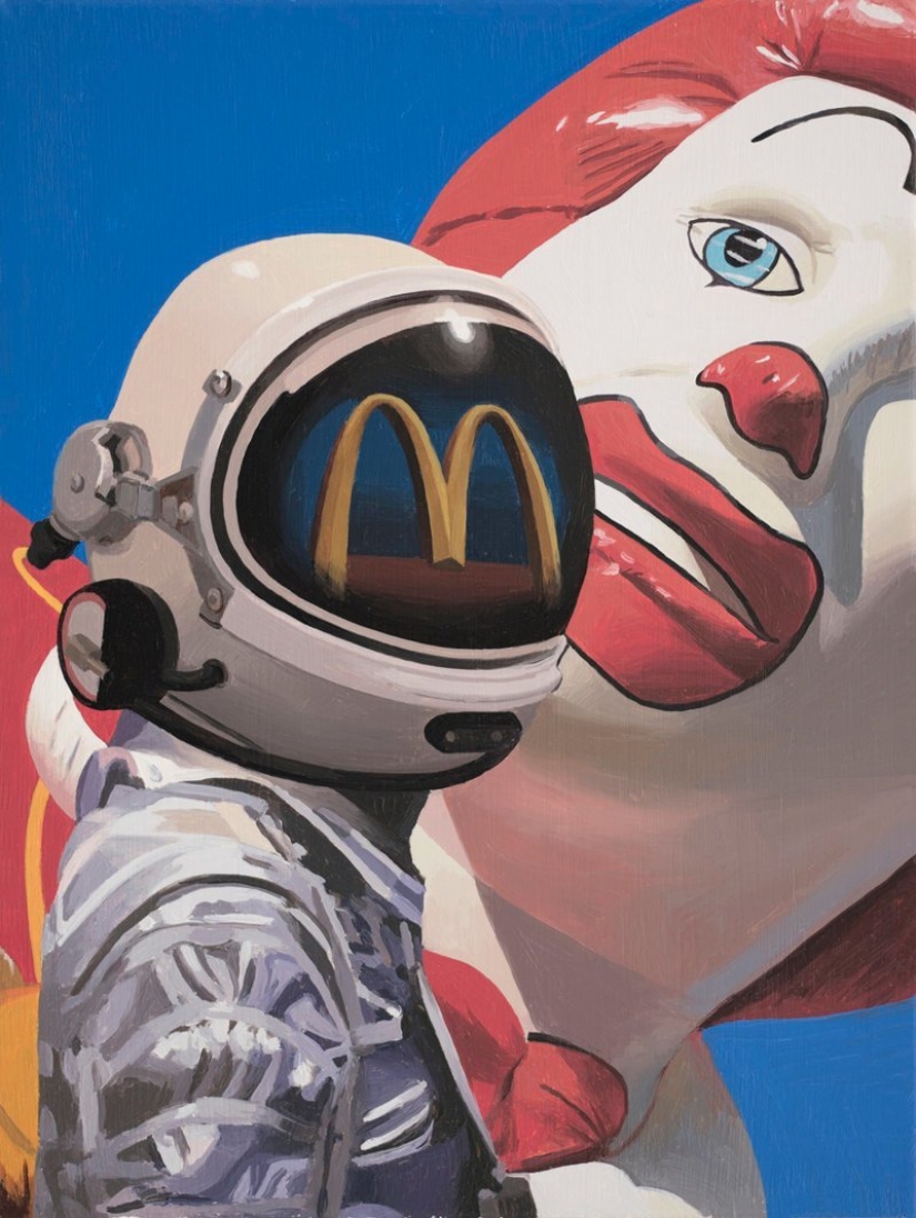 Vagando solitario astronauta sobre las ruinas de la civilización