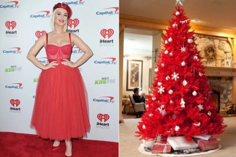 Vestida para la ocasión estrellas como árbol de Navidad: 13 imágenes de moda de las celebridades y los árboles de Navidad en el mismo estilo