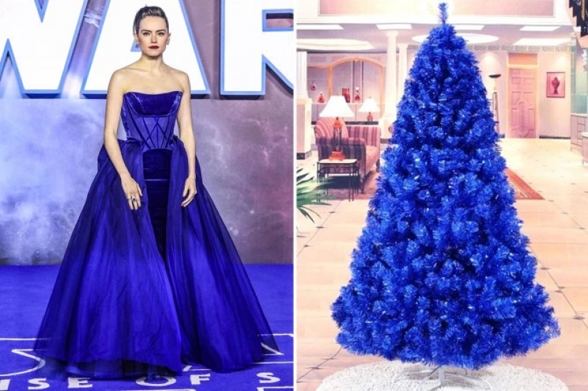 Vestida para la ocasión estrellas como árbol de Navidad: 13 imágenes de moda de las celebridades y los árboles de Navidad en el mismo estilo
