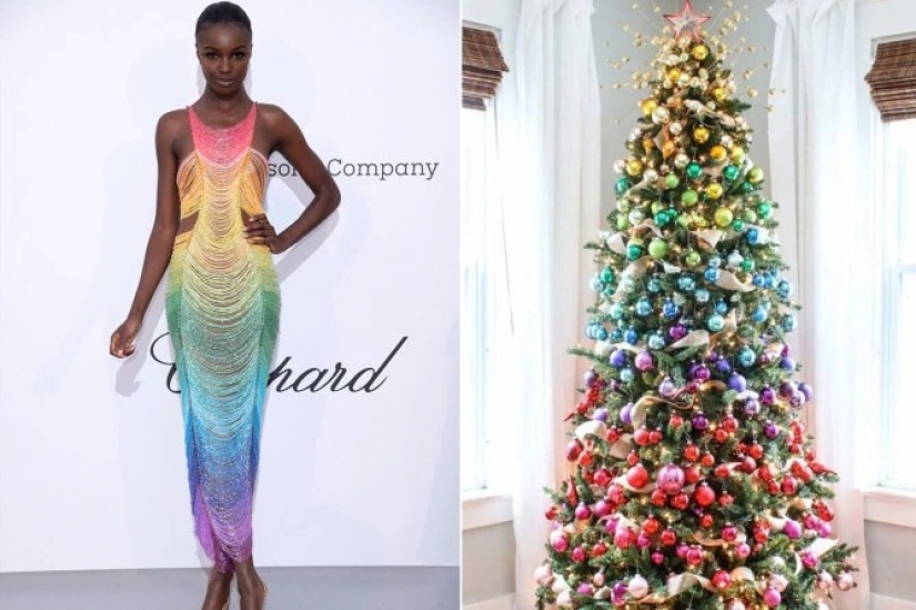 Vestida para la ocasión estrellas como árbol de Navidad: 13 imágenes de moda de las celebridades y los árboles de Navidad en el mismo estilo