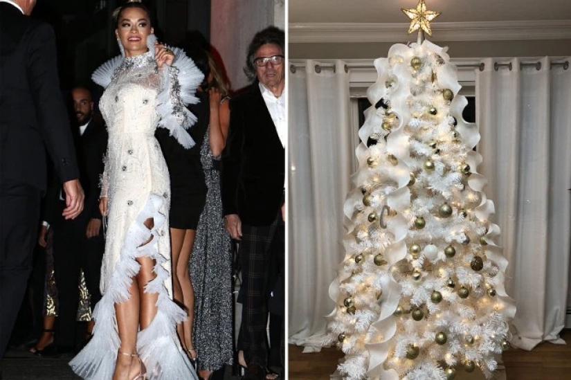 Vestida para la ocasión estrellas como árbol de Navidad: 13 imágenes de moda de las celebridades y los árboles de Navidad en el mismo estilo