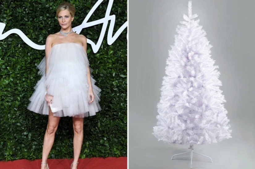 Vestida para la ocasión estrellas como árbol de Navidad: 13 imágenes de moda de las celebridades y los árboles de Navidad en el mismo estilo