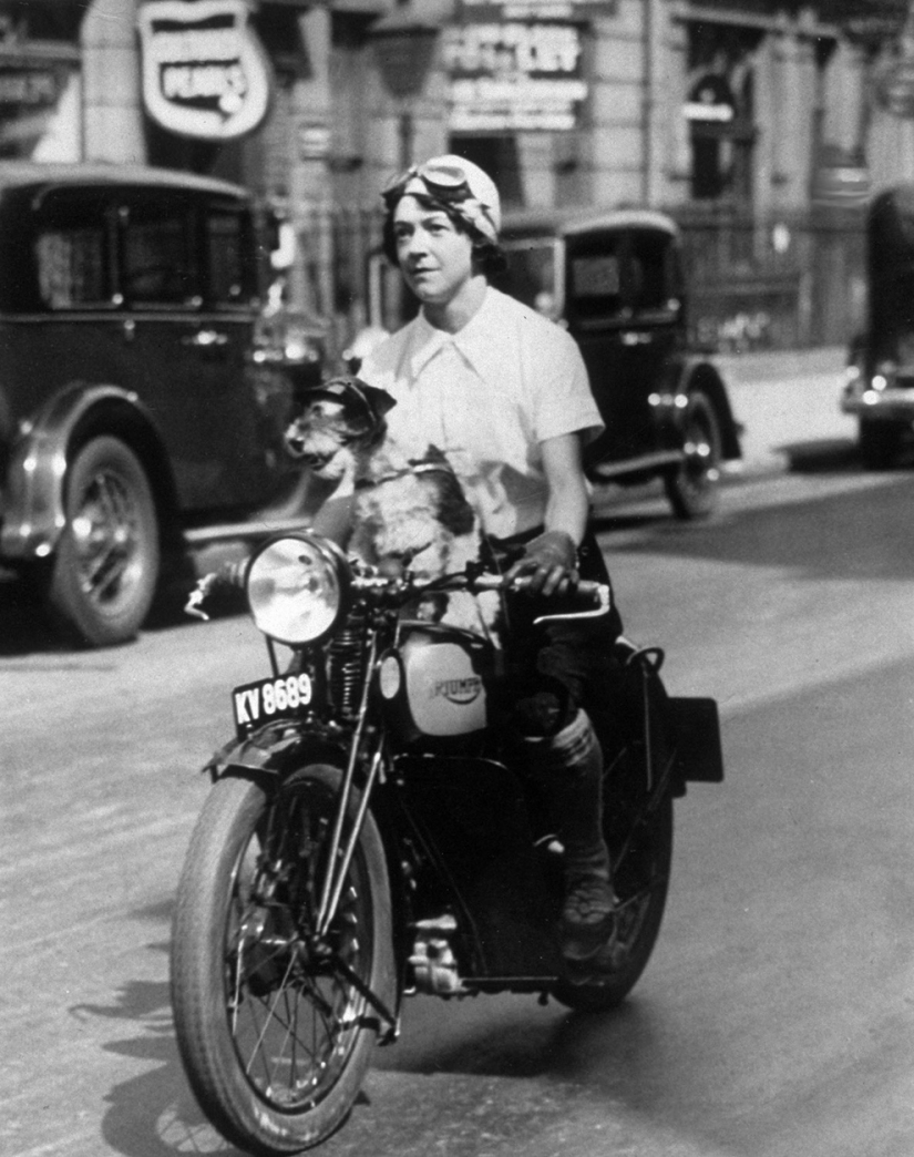 Vintage photo cool girls on motorcycles