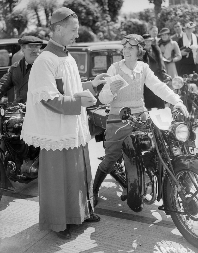 Vintage photo cool girls on motorcycles