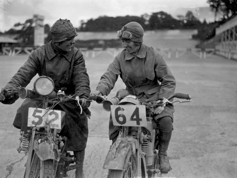 Vintage photo cool girls on motorcycles